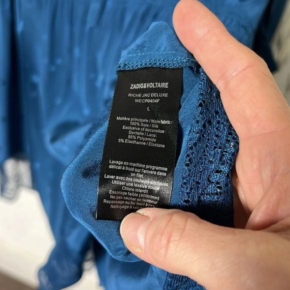 Zadig & Voltaire Teal Richie Jac Deluxe Dress with Subtle Star Galaxy Print LG - Picture 13 of 14